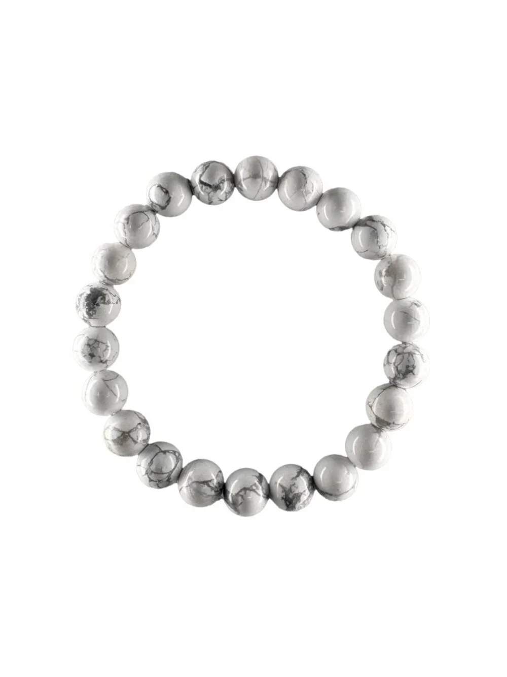8mm Natural White Howlite Bead Bracelet Genuine Gemstone Custom Size Marble Gift